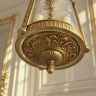  Подвесной фонарь на три лампы 78 см латунь стекло кракле