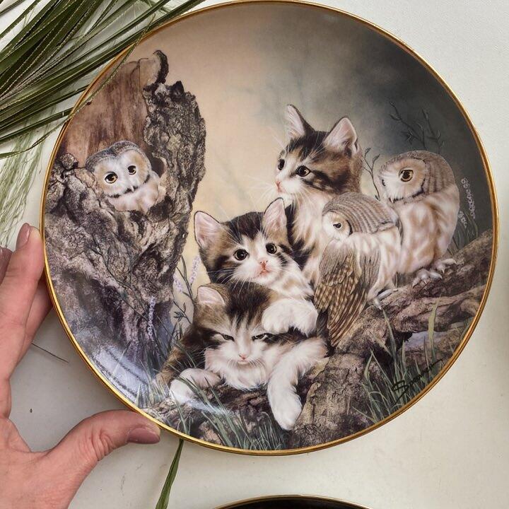 Тарелка 21 см Franklin Mint Whoo Are you? (котята) фарфор 