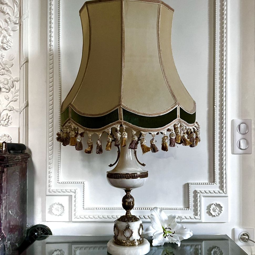 Лампа настольная с абажуром 87 см алебастр бронза Франция