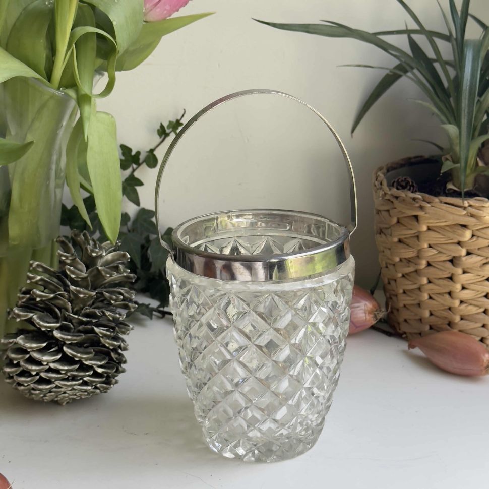 Сахарница ведерко хрустальное старинное 24 см Нидерланды