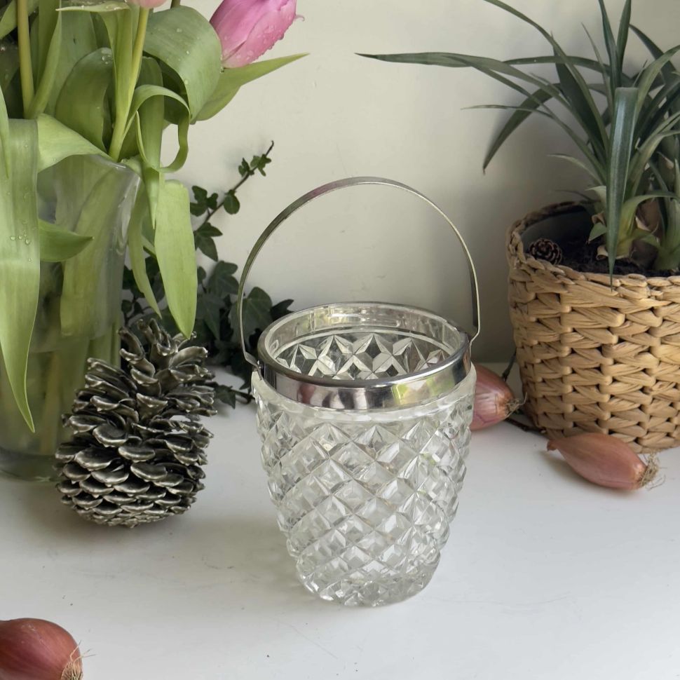 Сахарница ведерко хрустальное старинное 24 см Нидерланды