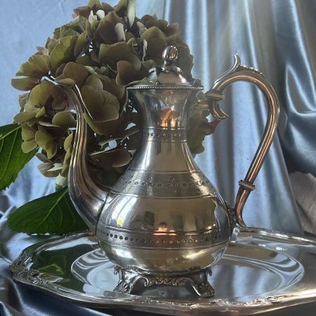 Чайник кофейник на ножках 1,2 л мельхиор серебрение
