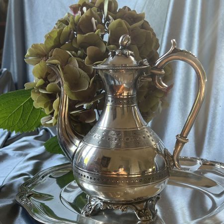 Чайник кофейник на ножках 1,2 л мельхиор серебрение