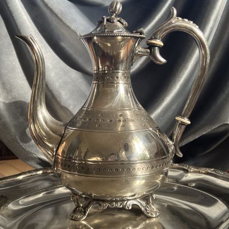 Чайник кофейник на ножках 1,2 л мельхиор серебрение