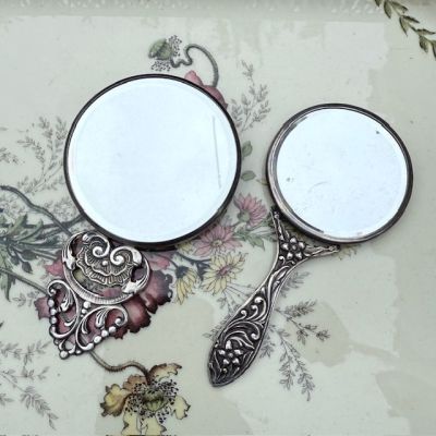 Зеркало ручное 11 см серебро