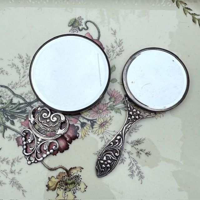 Зеркало ручное 11 см серебро