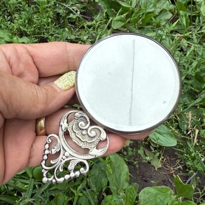 Зеркало ручное 11 см серебро