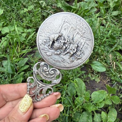 Зеркало ручное 11 см серебро