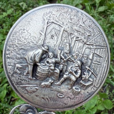 Зеркало ручное 11 см серебро