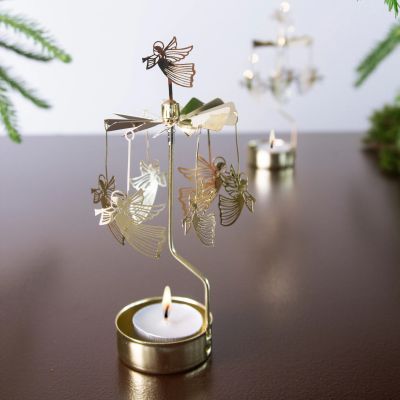 Подсвечник новогодний мобиль Ангелы 17 см золотые