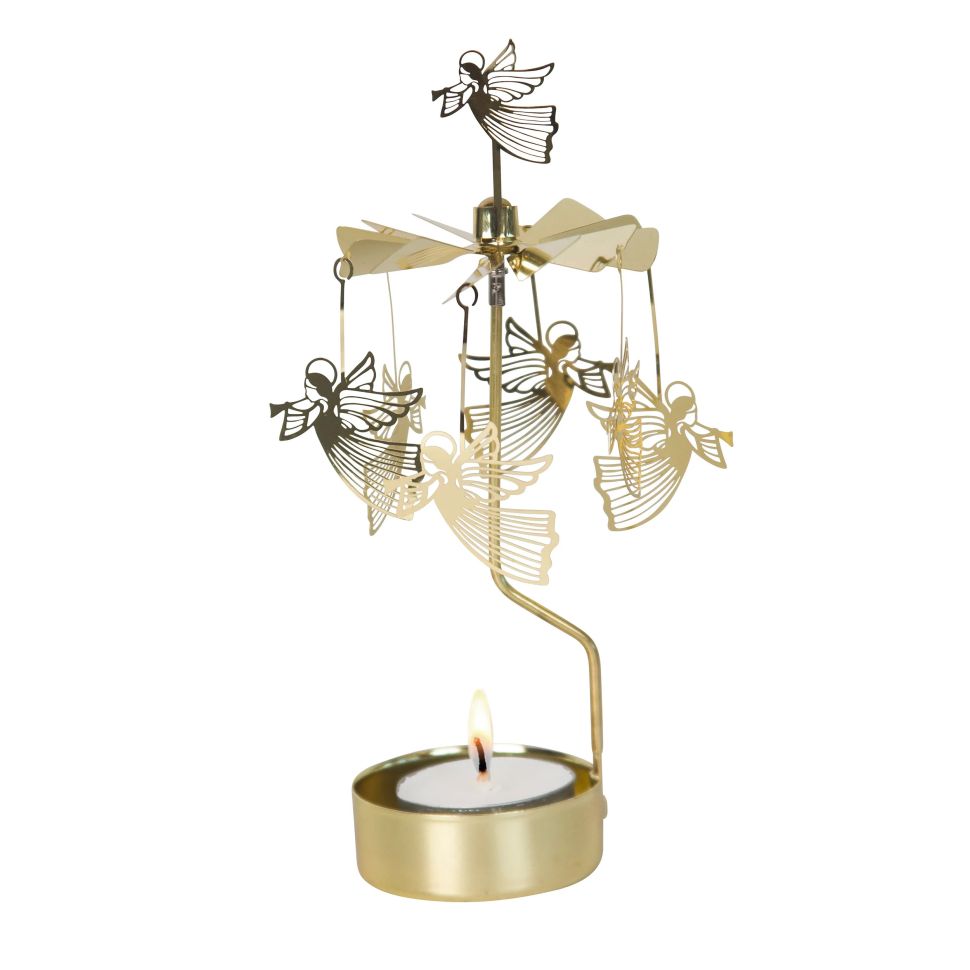 Подсвечник новогодний мобиль Ангелы 17 см золотые