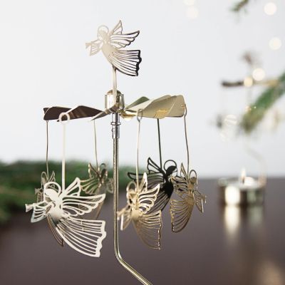 Подсвечник новогодний мобиль Ангелы 17 см золотые