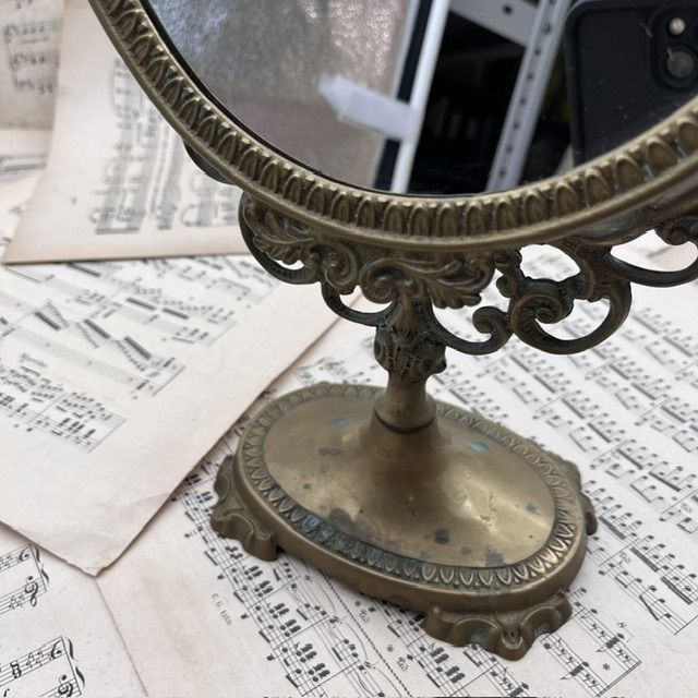 Зеркало настольное 50 см латунь