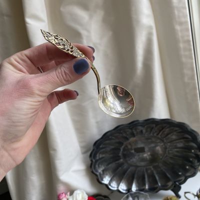 Ложка для сахара с держателем 13 см мельхиор