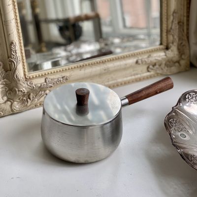 Ковш кастрюля сталь 1 л деревянная ручка