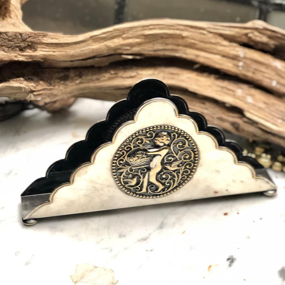 Салфетница мельхиор с рельефом