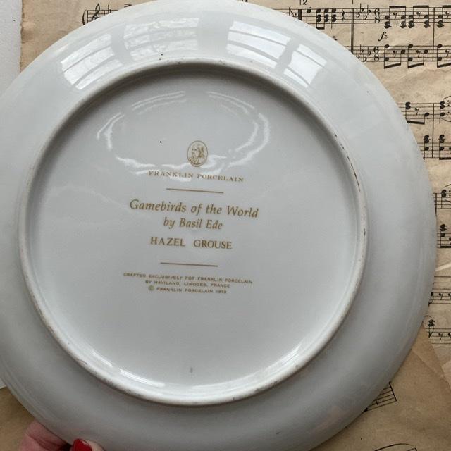 Тарелка Franklin Porcelain Gamebirds Limoges 23 см Hazel Grouse 1979