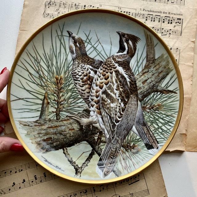 Тарелка Franklin Porcelain Gamebirds Limoges 23 см Hazel Grouse 1979