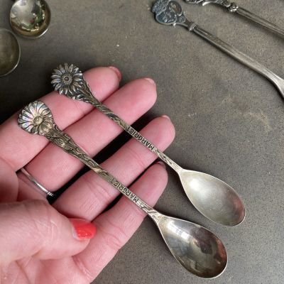 Ложка кофейная 11 см Маргаритки набор 2 шт мельхиор