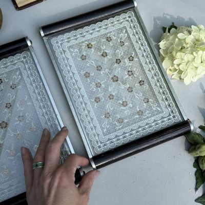 Поднос подставка 27 см плексиглас ручки дерево