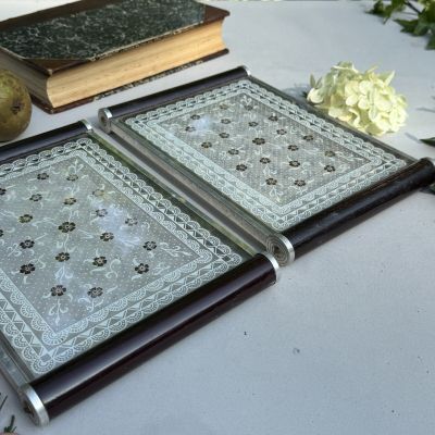 Поднос подставка 27 см плексиглас ручки дерево