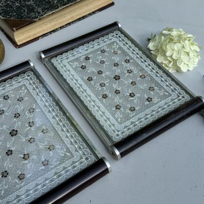 Поднос подставка 27 см плексиглас ручки дерево