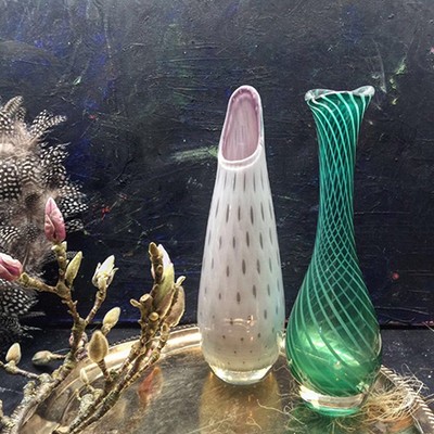 Ваза зелёная, Швеция хрусталь 