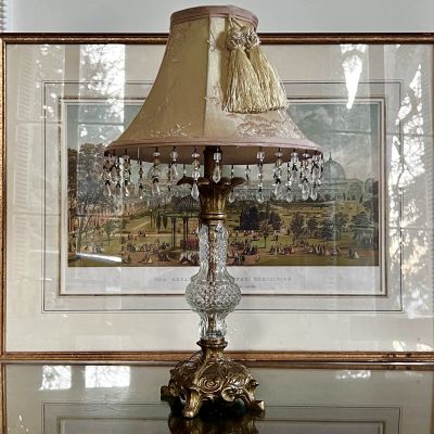 Лампа настольная с абажуром 47 см наливные полисмолы стекло Франция 