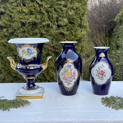 Ваза Hutschenreughter 23 см Мейсенский букет 1973 г Германия