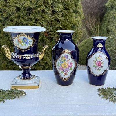 Ваза Hutschenreughter 23 см Мейсенский букет 1973 г Германия