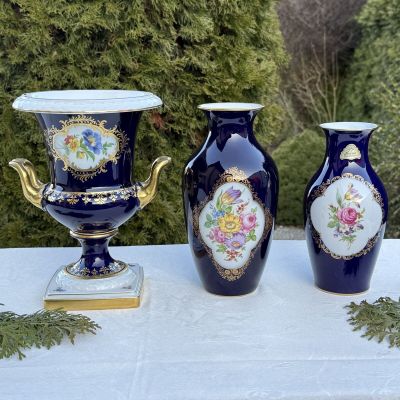 Ваза Hutschenreughter 23 см Мейсенский букет 1973 г Германия