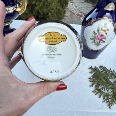 Ваза Hutschenreughter 23 см Мейсенский букет 1973 г Германия