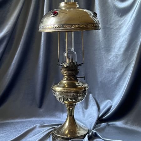 Лампа масляная старинная 48 см латунь самоцветы Франция 