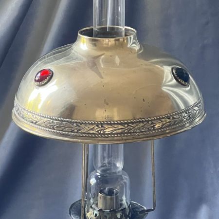Лампа масляная старинная 48 см латунь самоцветы Франция 