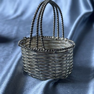 Корзинка для сервировки овальная мини 9 см серебрение