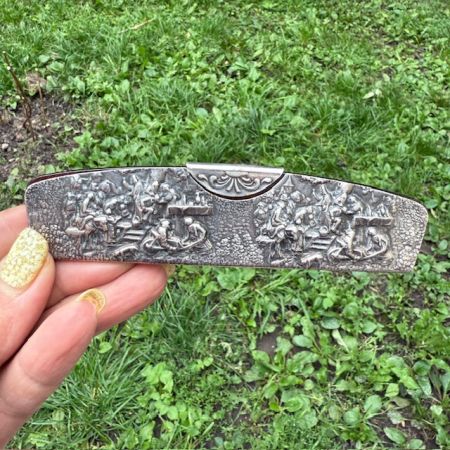Зеркало ручное расческа 13 см серебро 1930-е гг