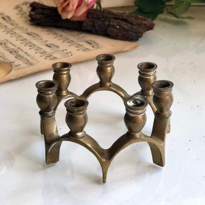 Подсвечник круглый праздничный латунь