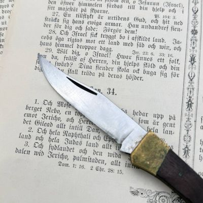 Нож перочинный 19 см латунь дерево сталь 