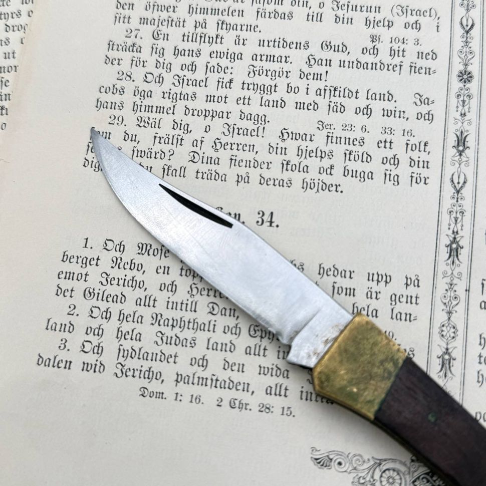 Нож перочинный 19 см латунь дерево сталь 