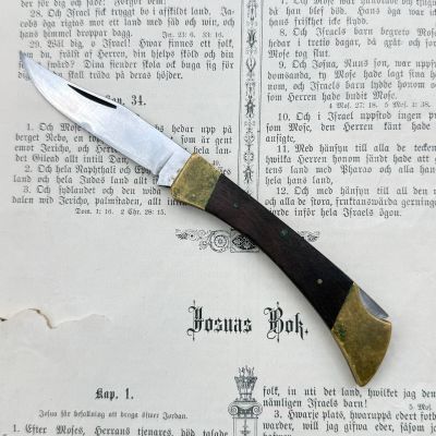 Нож перочинный 19 см латунь дерево сталь 