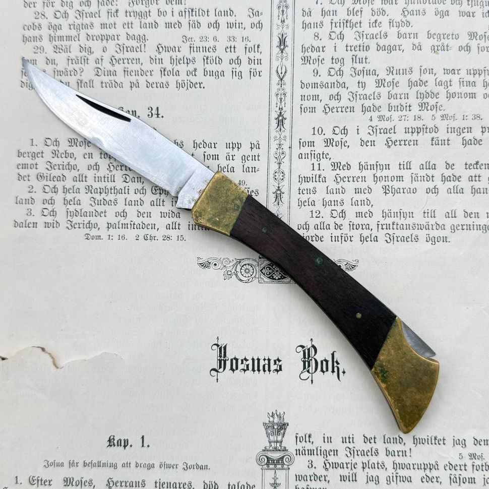 Нож перочинный 19 см латунь дерево сталь 