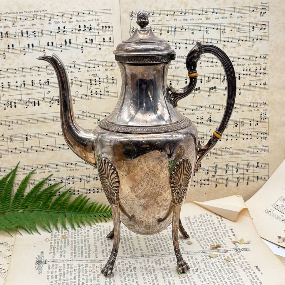 Кофейник 1,4 л на ножках UDNER серебрение Англия