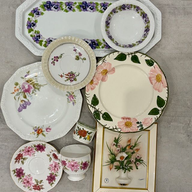 Сет с изъянами Цветочный с каподимонте 9 предметов