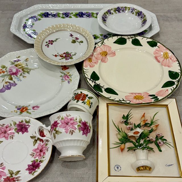 Сет с изъянами Цветочный с каподимонте 9 предметов