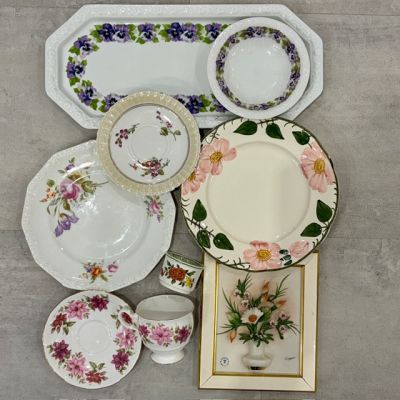 Сет с изъянами Цветочный с каподимонте 9 предметов