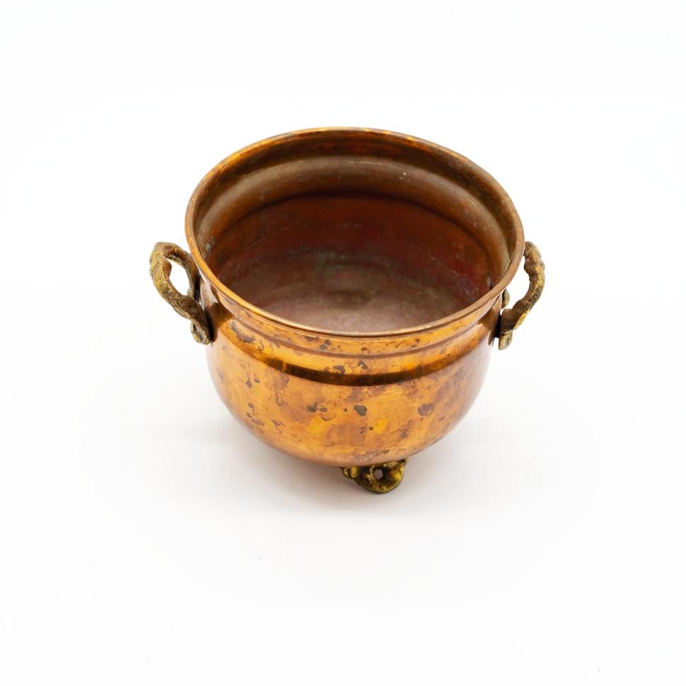 Кашпо медное горшок с ручками