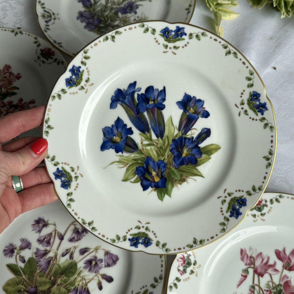 Тарелка Franklin Porcelain Альпийские цветы Stengelloser Enzian 20 см фарфор Германия