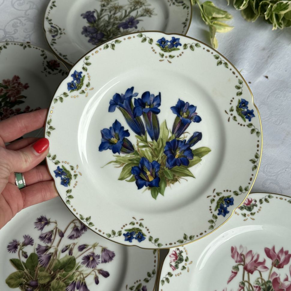 Тарелка Franklin Porcelain Альпийские цветы Stengelloser Enzian 20 см фарфор Германия