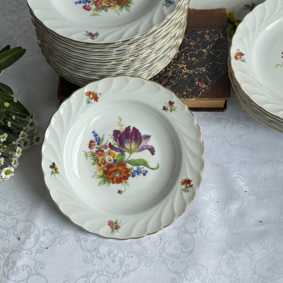 Тарелка глубокая Sсhirnding Мейсенский букет 23 см Германия