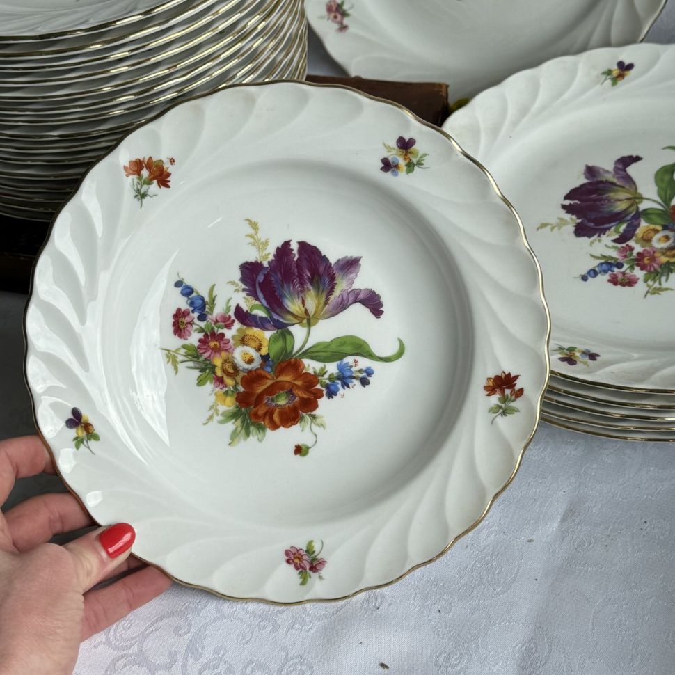 Тарелка глубокая Sсhirnding Мейсенский букет 23 см Германия